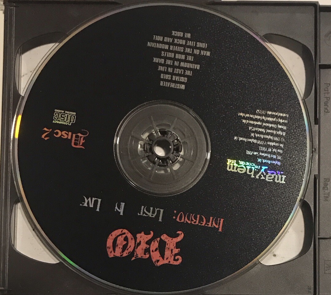 Dio's Inferno - Last in Live CD 1998 Mayhem Records Ltd. – 11115-2 [2 Disc Set]