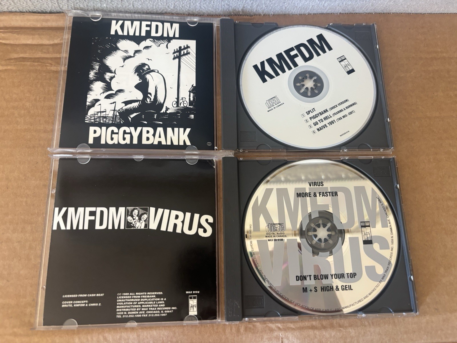 KMFDM Maxi Single CD Lot Megalomaniac Sucks Split & Virus VG+ To NM Disc Conditn