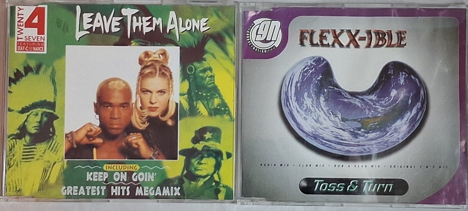 Lot of 2 CD's 1990's Twenty 4 Seven Leave Them Alone and Toss & Turn Flexx-Ible