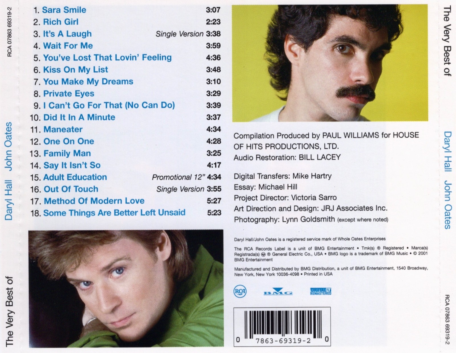Daryl Hall & John Oates - The Very Best Of (CD) Remastered 2001 RCA / NM