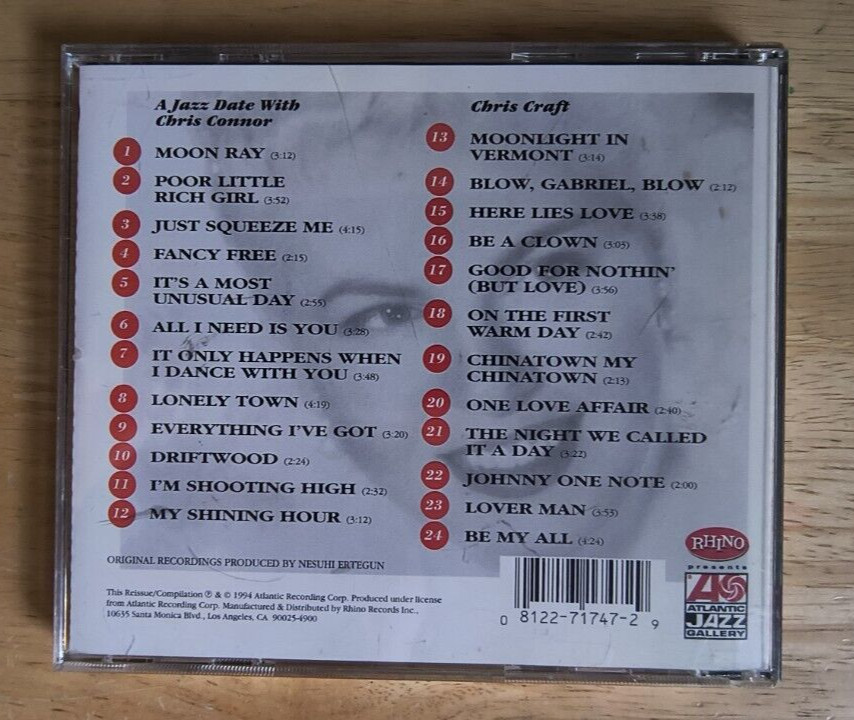 Chris Connor CD A Jazz Date With Chris Connor [VERY GOOD CD] 1990s Bop Music