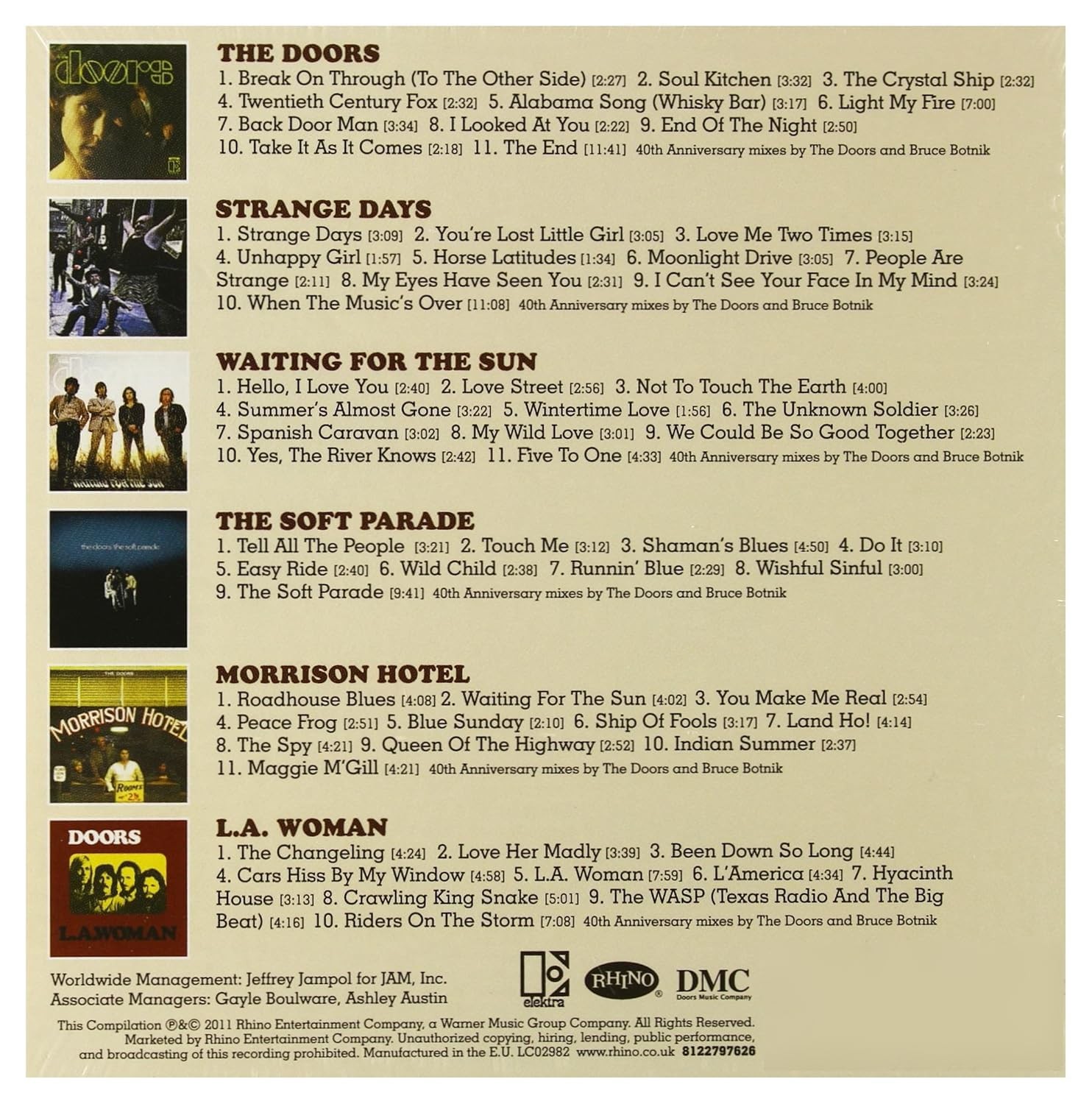The Doors: The Complete Studio Albums Collection 40th Anniversary BOX SET 6 CD