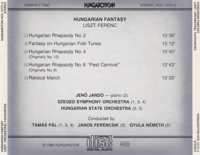 Liszt* - Hungarian Fantasy (Orchestral Favourites) (CD, Comp) (Very Good Plus (V