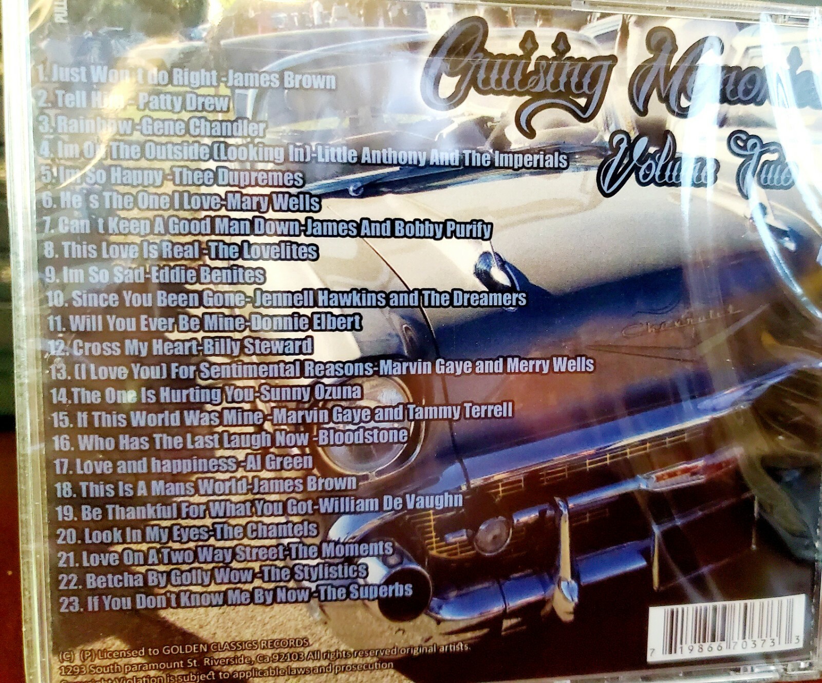 Cruising Memories Vol 2 CD Lowrider Cruising Style Oldies 1960s 1970s