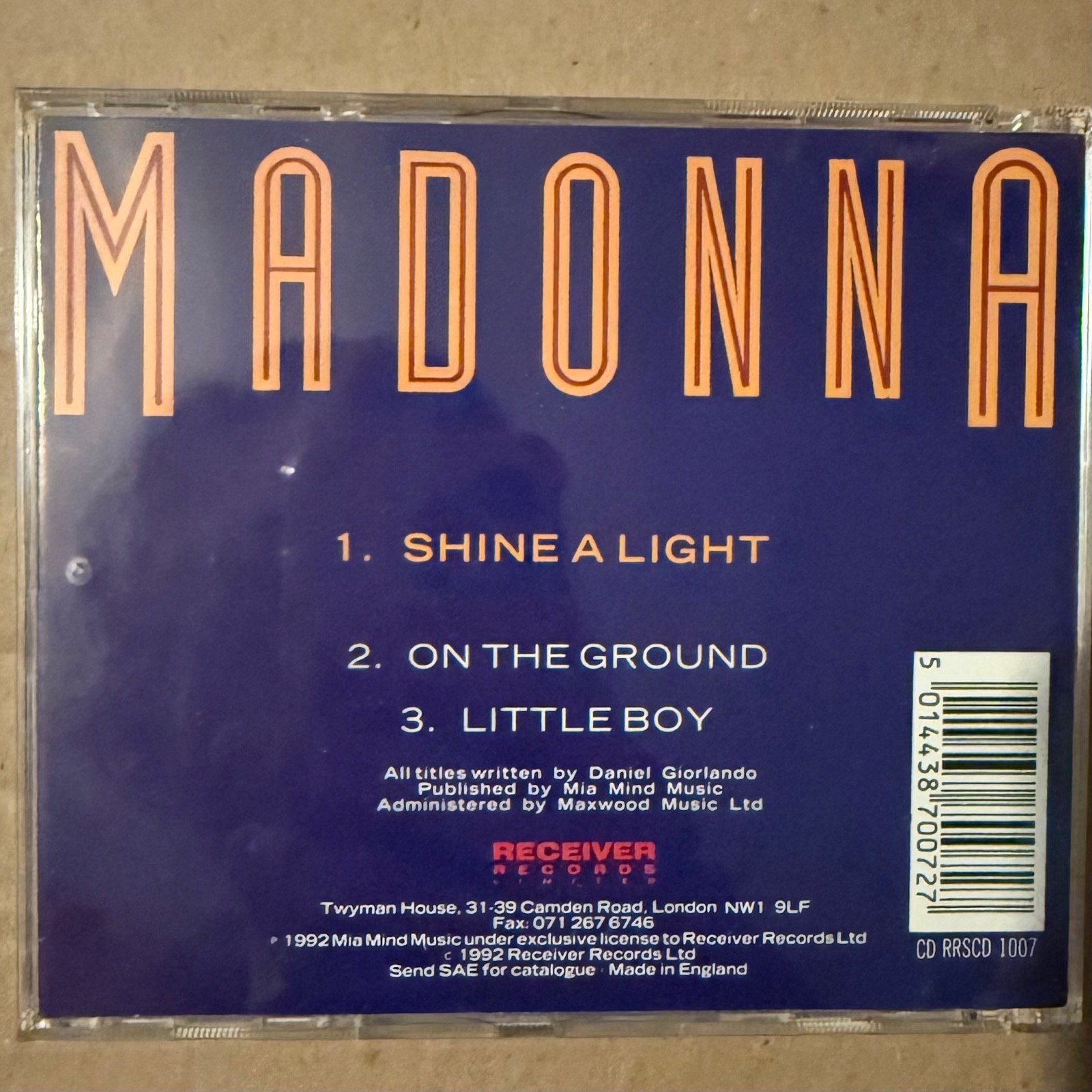 RARE (ENGLAND) Madonna - Shine a Light (CD 3-SONG PICTURE DISC IMPORT 1992 ) VGC
