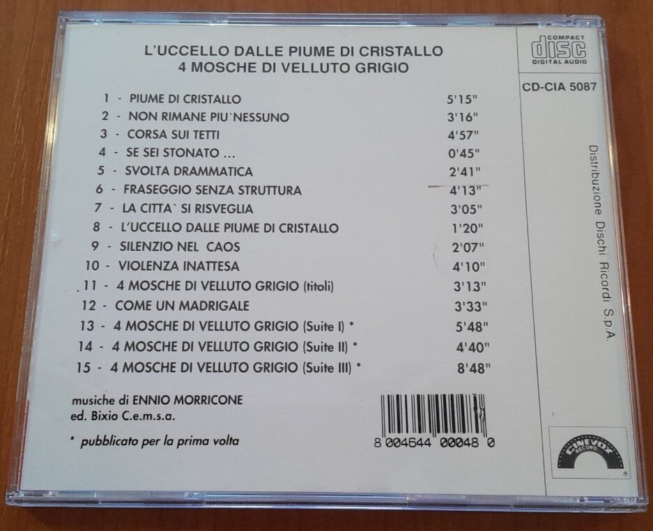 Ennio Morricone: L'UCCELLO DALLE PIUME DI CRISTALLO & 4 MOSCHE DI VELLUTO GRIGIO