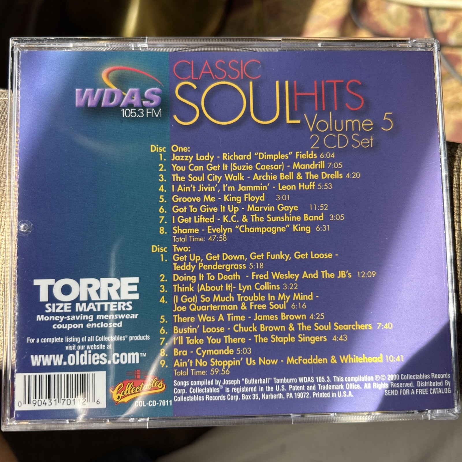 WDAS 105.3 FM Classic Soul Hits Volume 5 2-CD Set Collectables COL-7011 2000
