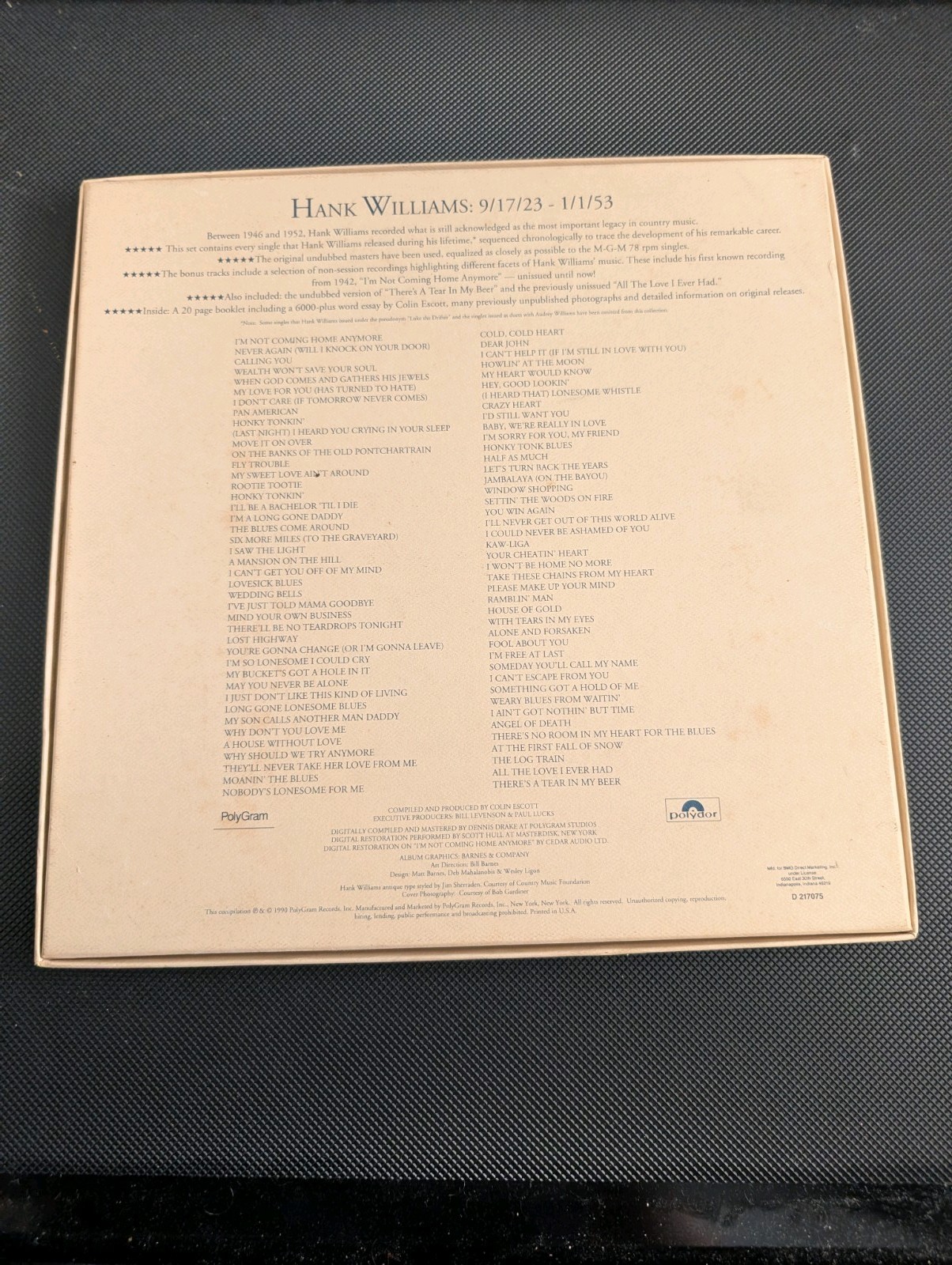 Hank Williams - The Original Singles Collection Plus 1993, 3 CD Box Set
