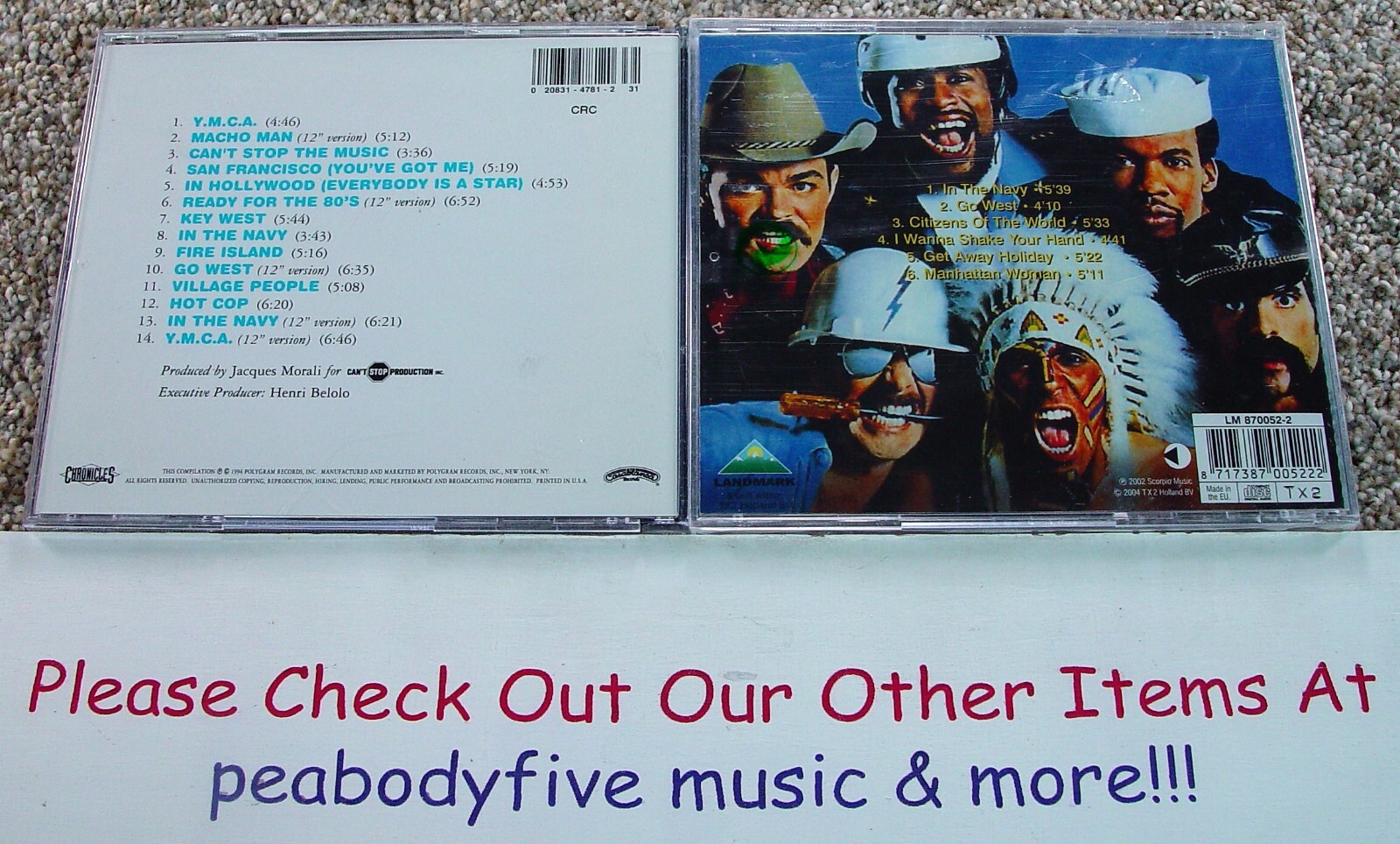Lot Of 2 VILLAGE PEOPLE CDS - The Best Of, Go West In the Navy (NEW) 💿