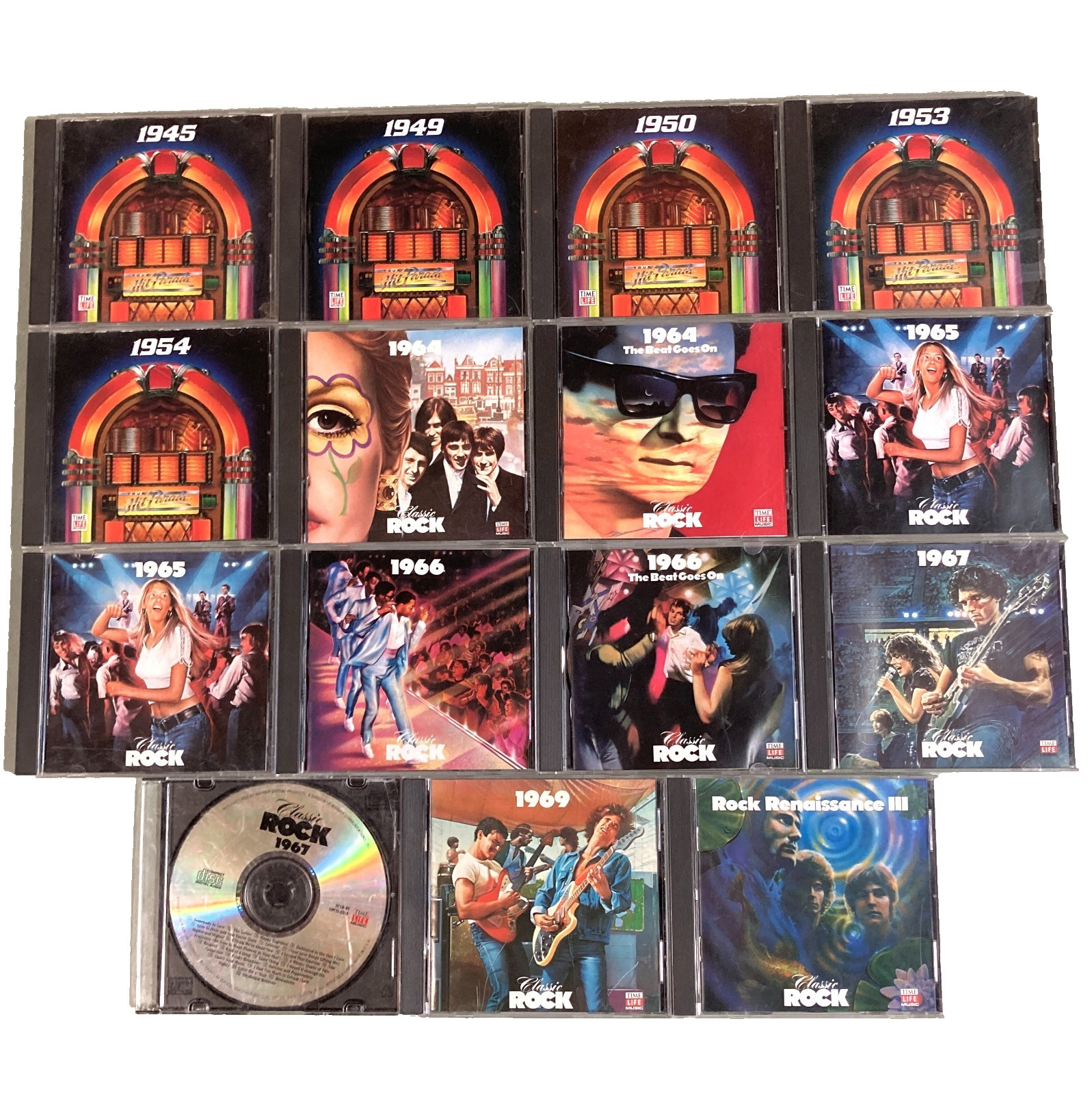 Lot of 14 Time-Life Your Hit Parade & Classic Rock CD's: 1940's/1950's/1960's