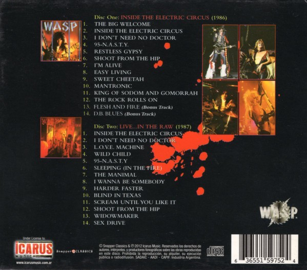w.a.s.p. Inside The Electric Circus +Live in raw 2 cd set wasp