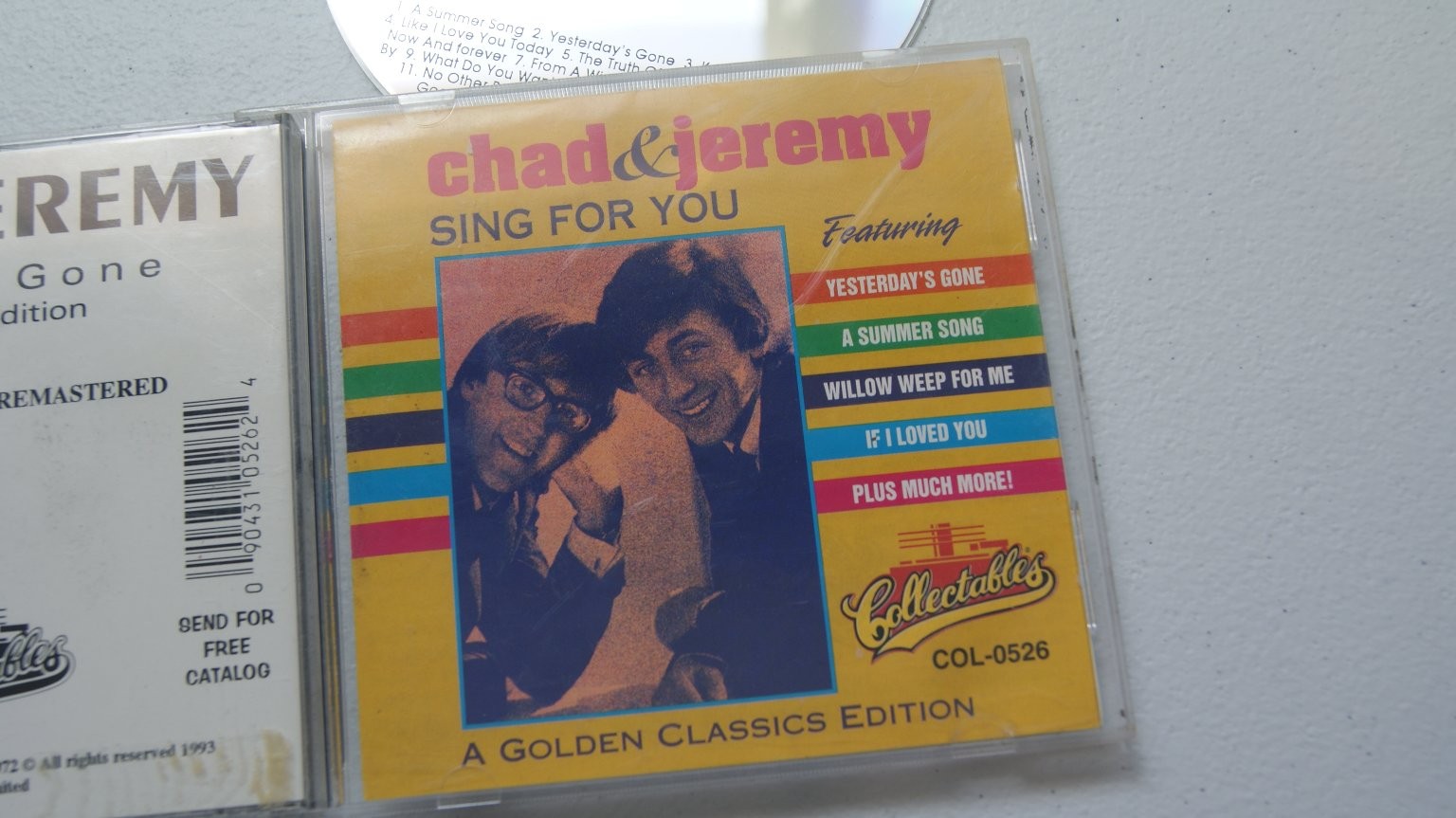 Chad & Jeremy – Yesterday's Gone CD 1993 Remastered Pop Rock Collectables
