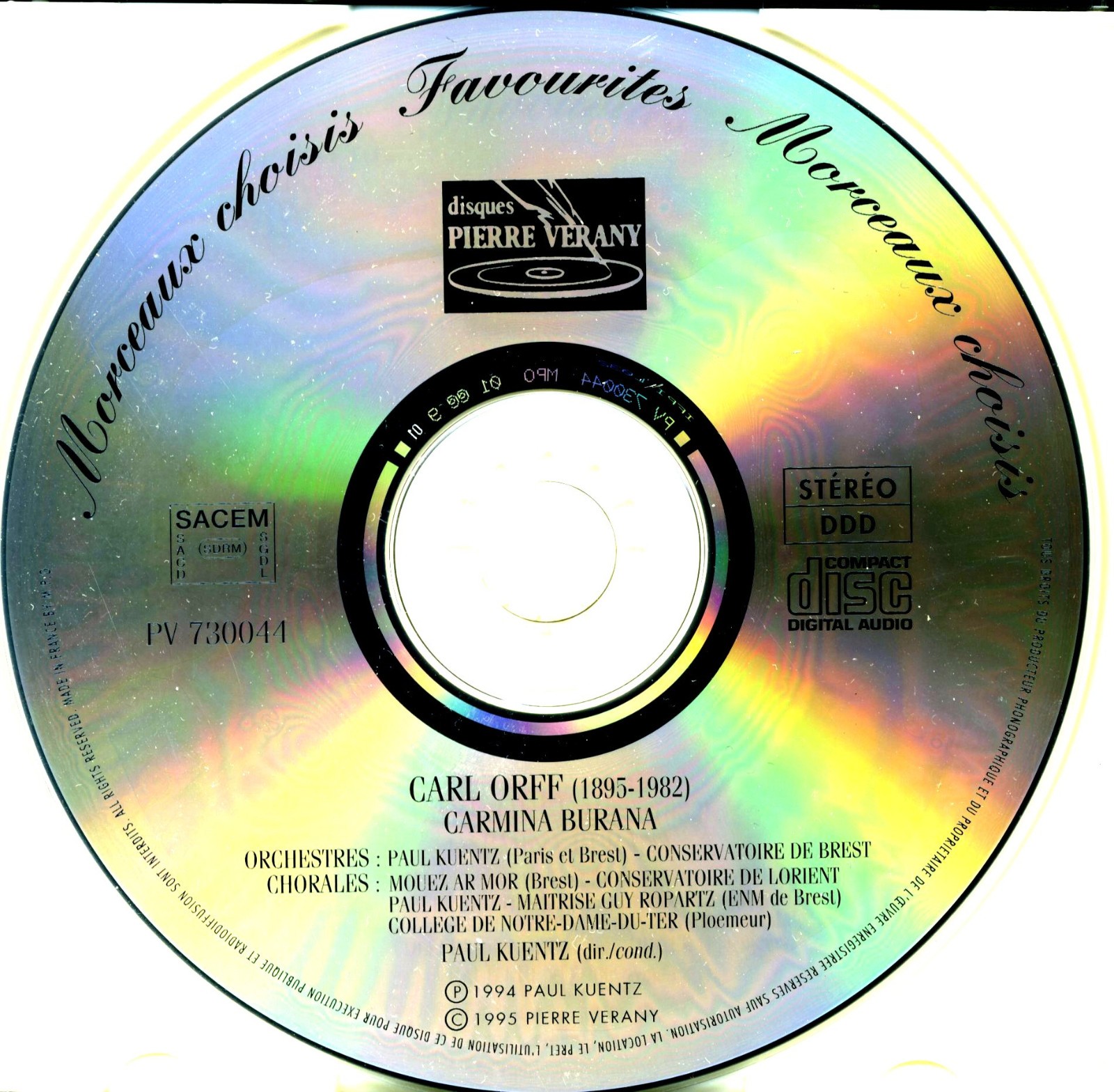 ORFF Carmina Burana PAUL KUENTS [CD] Made in France MPO