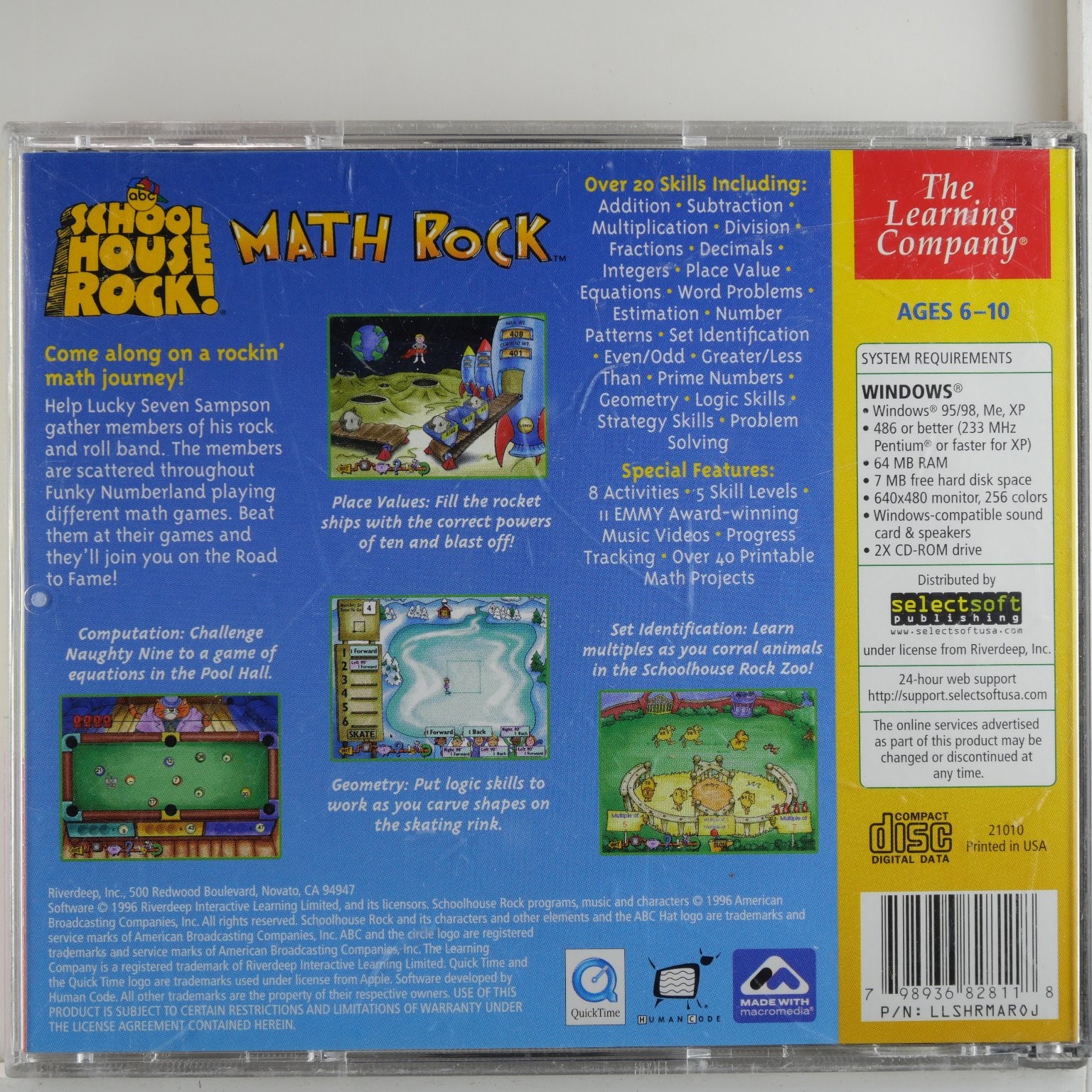 School House Rock! Math Rock CD-ROM 1996 PC Windows Educational Kids Game