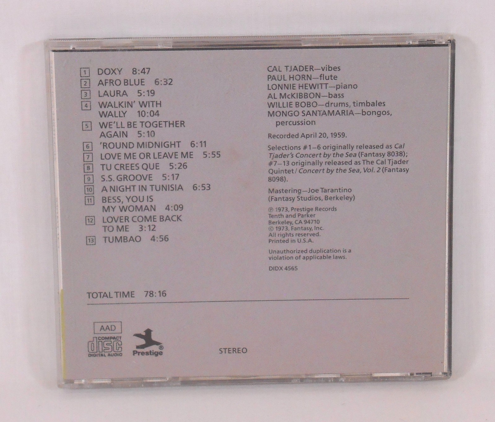 CAL TJADER Monterey Concerts CD PCD-24026-2 Willie Bobo Mongo Santamaria Latin