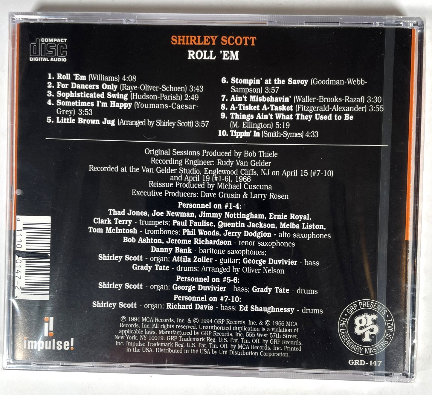 SHIRLEY SCOTT Roll 'Em: Shirley Scott Plays The Big Bands CD NEW & SEALED 1994