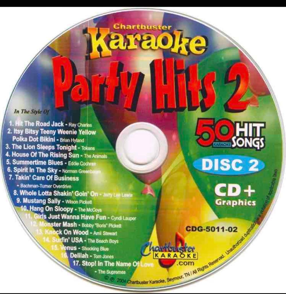 CHARTBUSTER PARTY HITS KARAOKE CDG DISC CD+G 5011-02 OLDIES POP ROCK CD MUSIC !