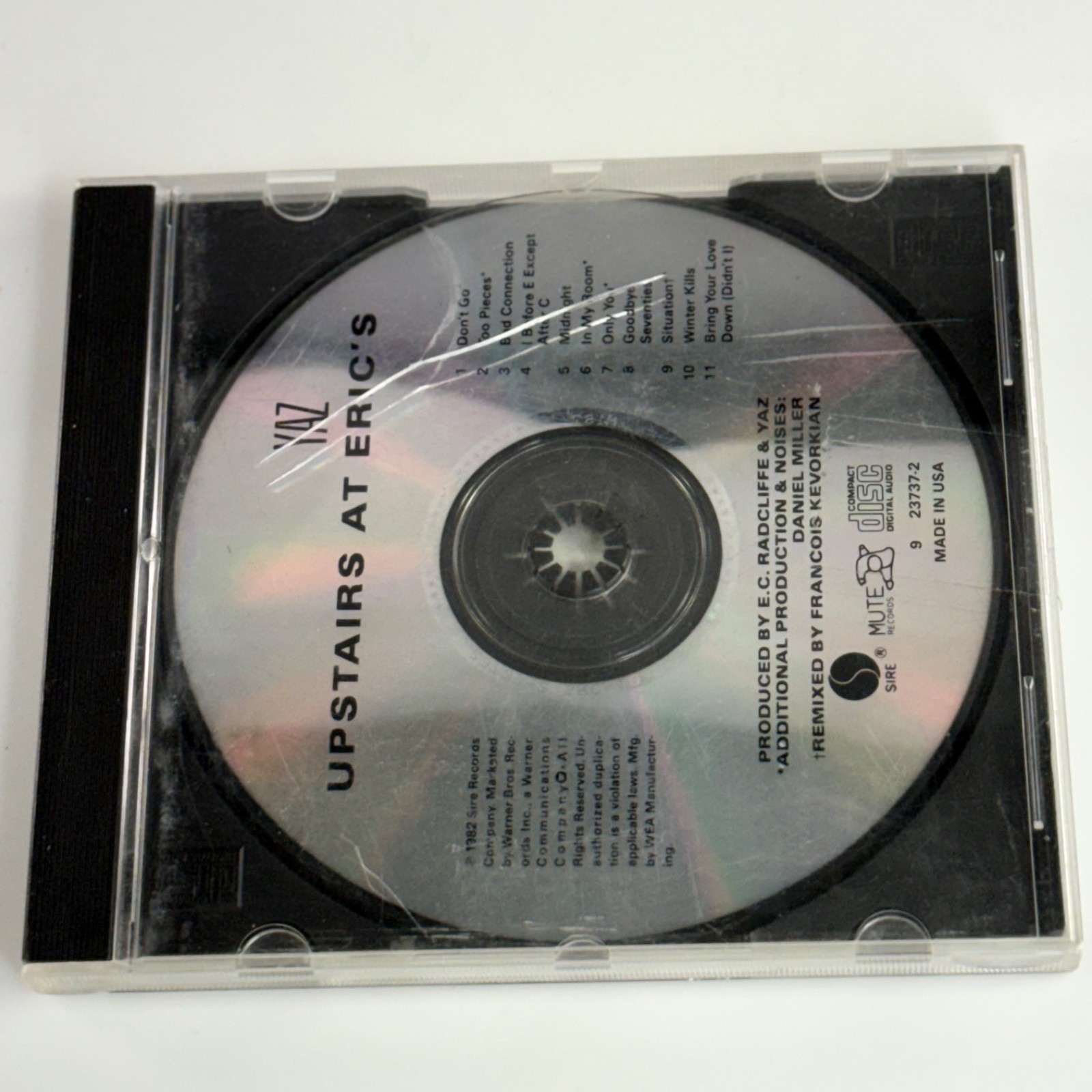 Yaz Upstairs at Eric's CD 1982 Sire Records New Wave Synth Pop Tested No Booklet