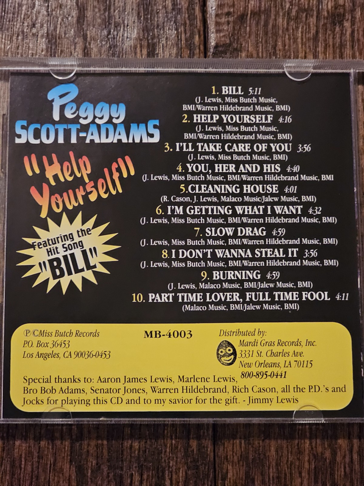Help Yourself by Scott-Adams, Peggy (CD, 1996) Miss Butch Records Good