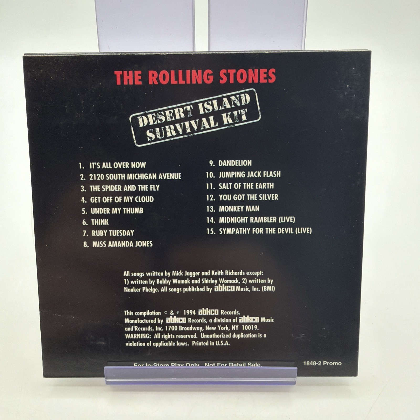 ROLLING STONES DESERT ISLAND SURVIVAL KIT COMPILATION 1994 ABKCO 1848-2 PROMO