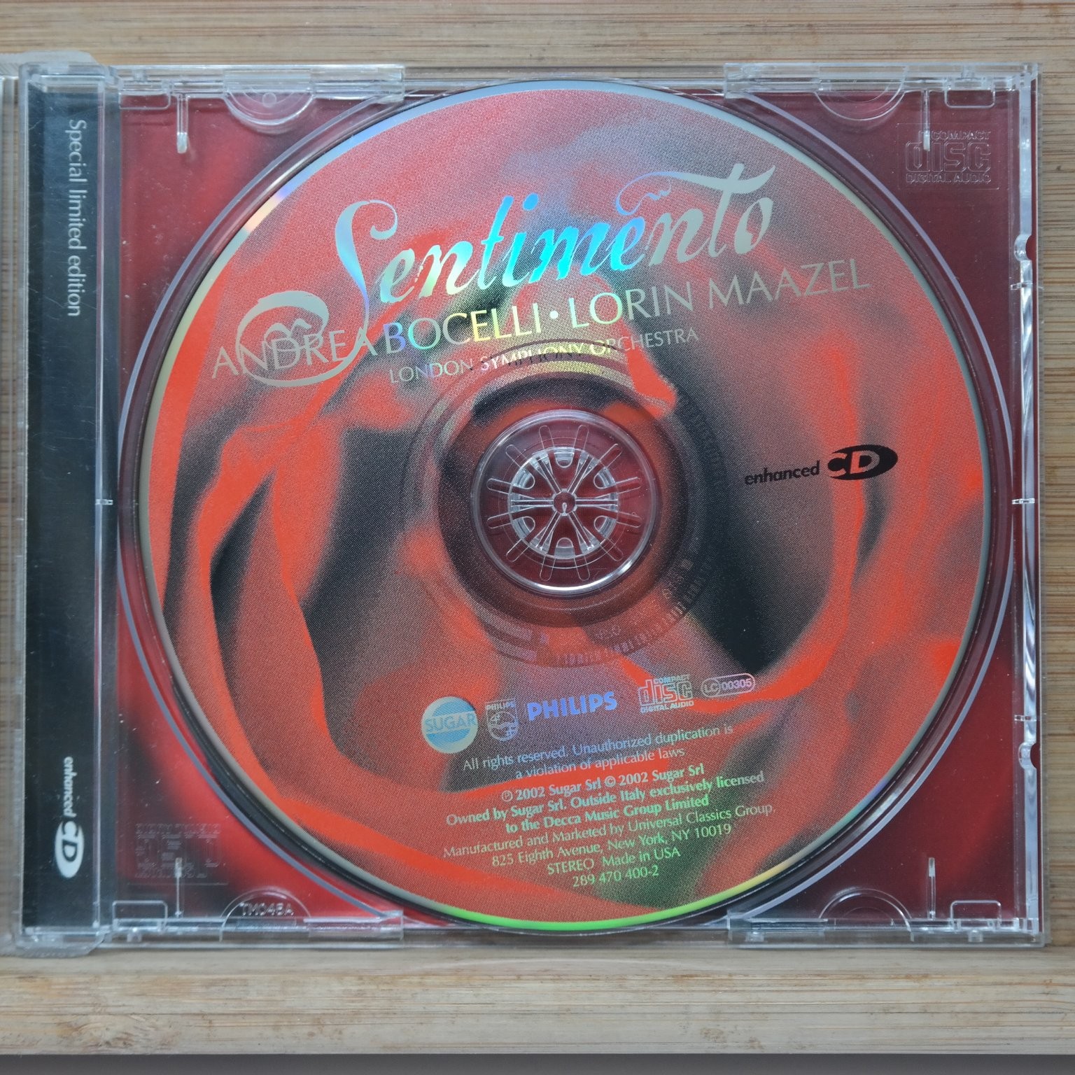Andrea Bocelli – Sentimento CD 2002 Special Limited Edition Classical Decca