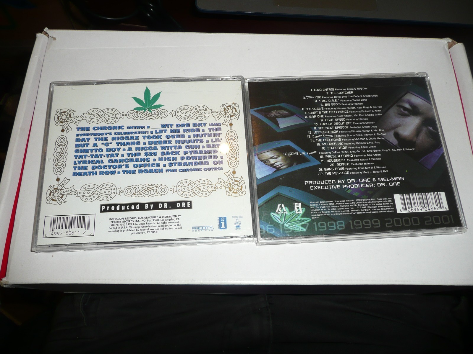 Dr. Dre The Chronic 1992 + 2001 Rap CD Lot - Eminem Snoop Dogg