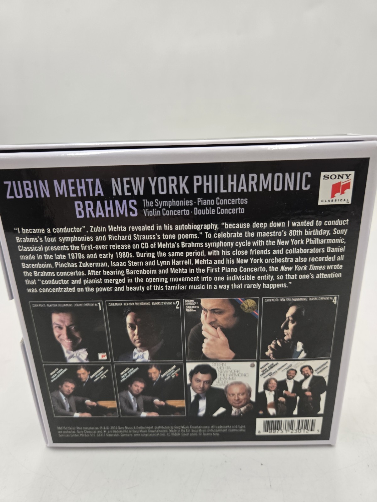Zubin Mehta Brahms New York Philharmonic Sony Classical 8 CD Box Set
