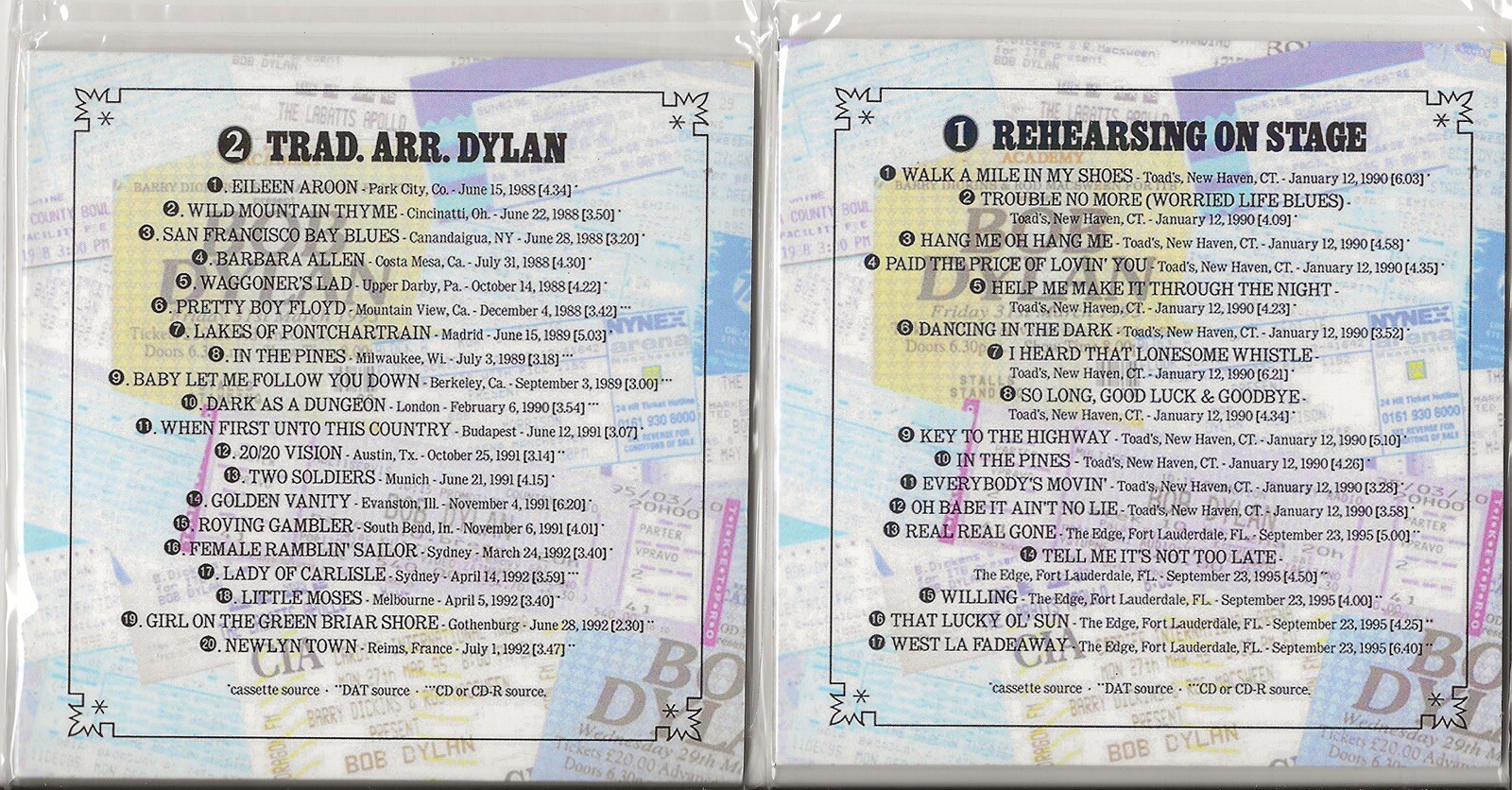 Bob Dylan Genuine Covers NINE (9) disc set Never Ending Tour