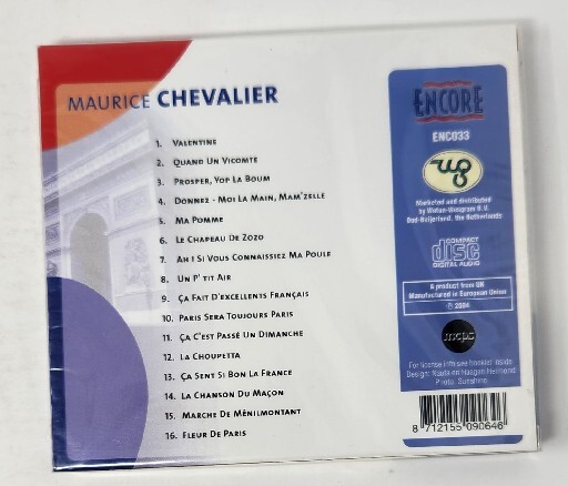 Maurice Chevalier Valentine CD 2004 Encore French Chansons Album Sealed