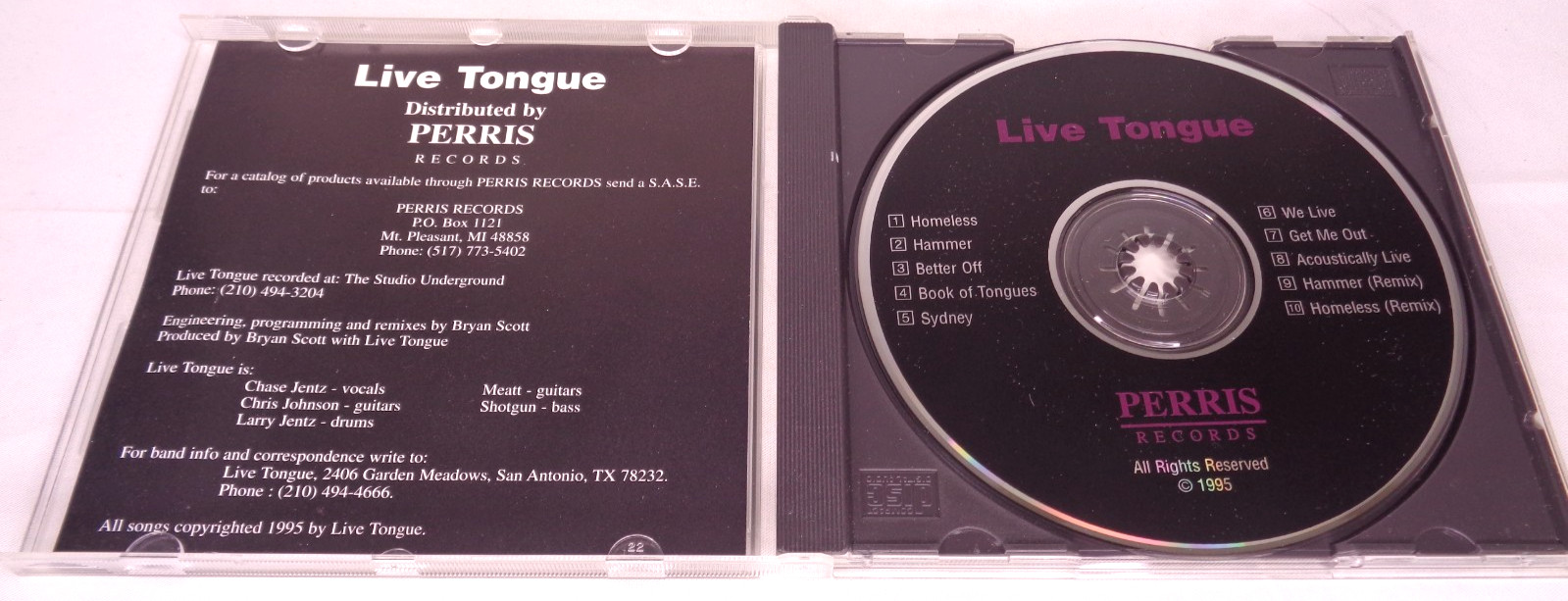 Live Tongue CD 1995 Perris Records Texas Hard Rock Skid Row Motley Crue