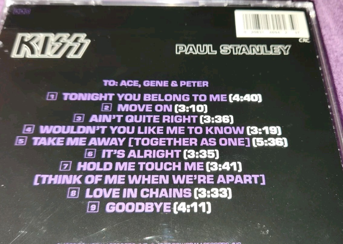 PAUL STANLEY kiss solo cd P2-26915 columbia house issue bob kulick carmine appic