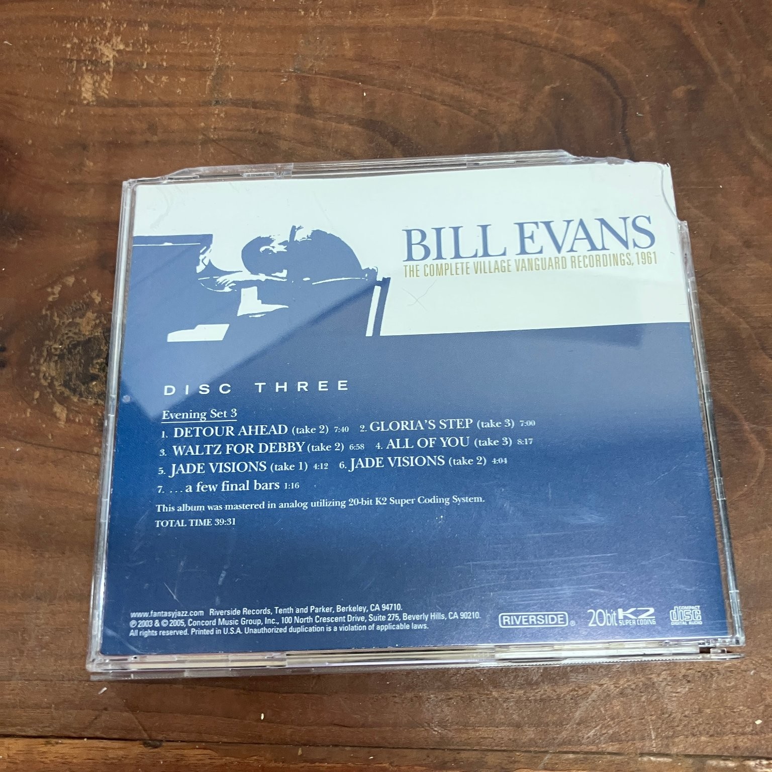 Bill Evans – Complete Village Vanguard Recordings 1961 CD 2005 Jazz Riverside K2