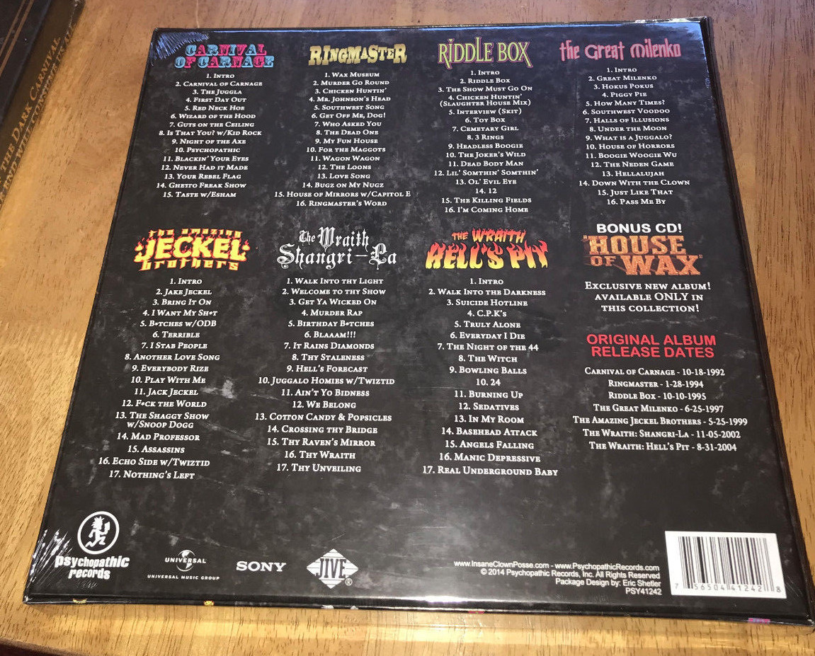 INSANE CLOWN POSSE FIRST 6 BOX SET NEW SEALED GREAT FOR COLLECTOR'S  CD/DVD
