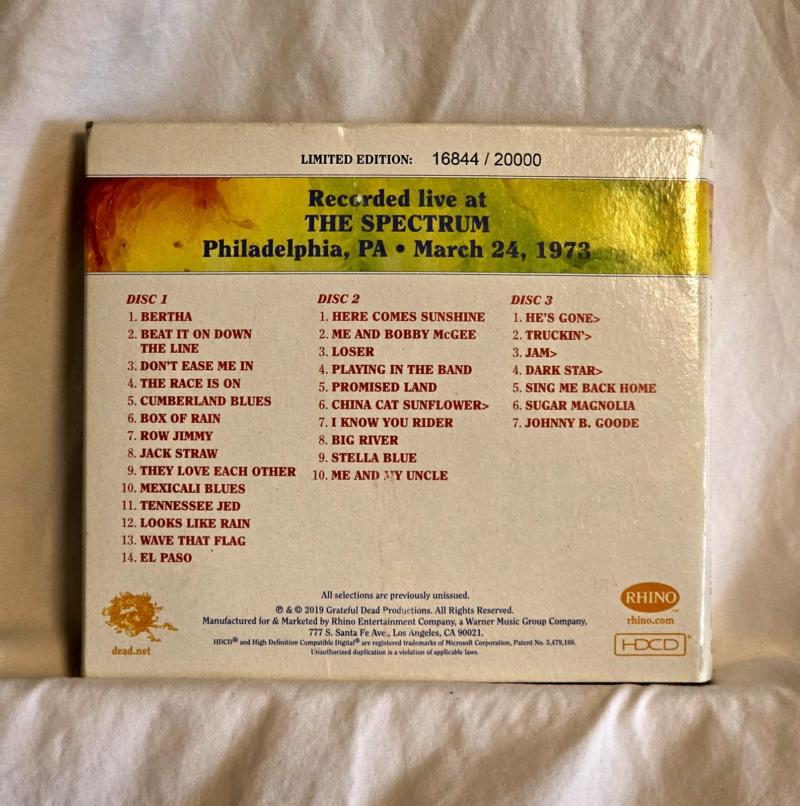Grateful Dead Dave's Picks 32 Philadelphia PA CD 16844/20000 Out of Print