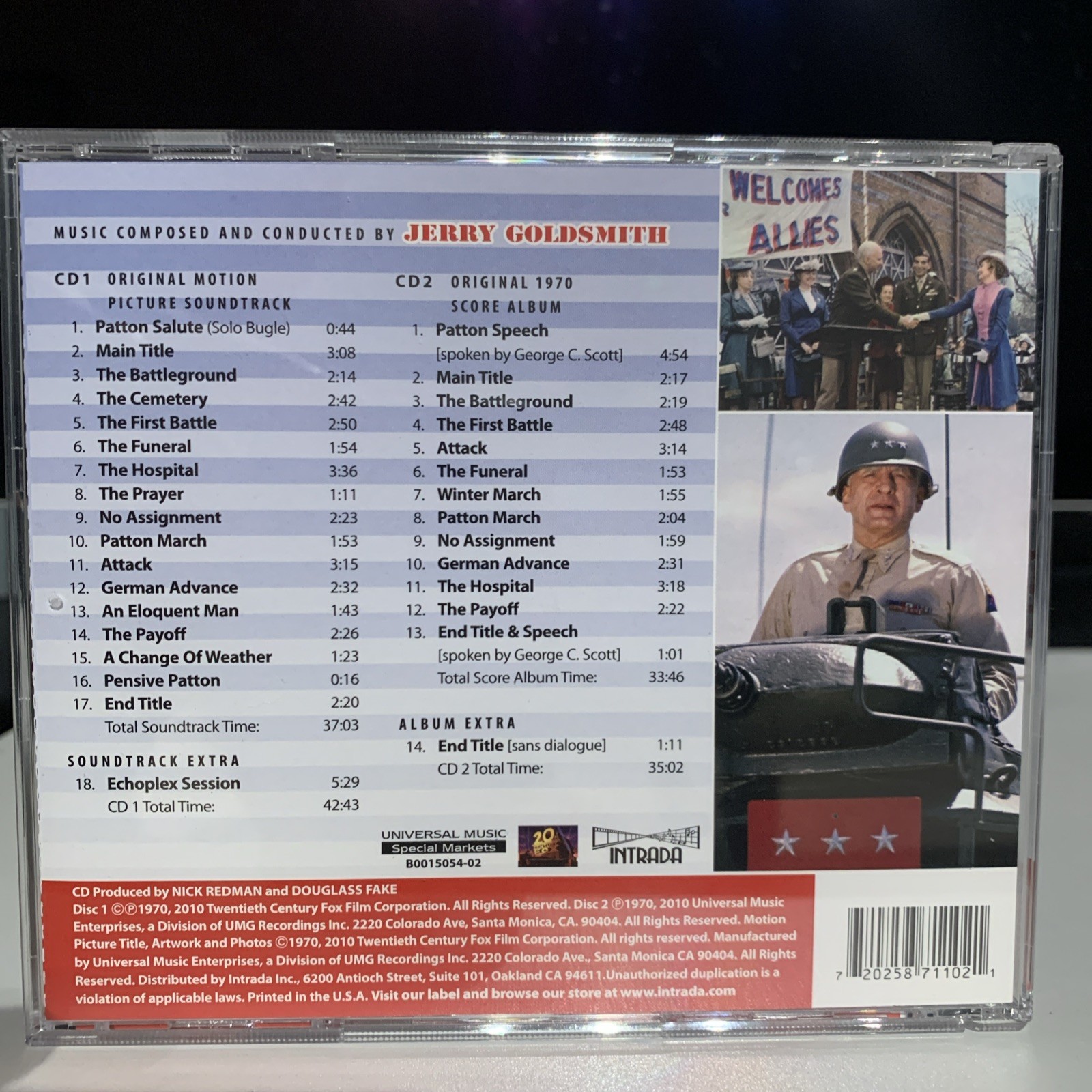 Jerry Goldsmith "PATTON" complete score Intrada 2CD 75min MAF 7110