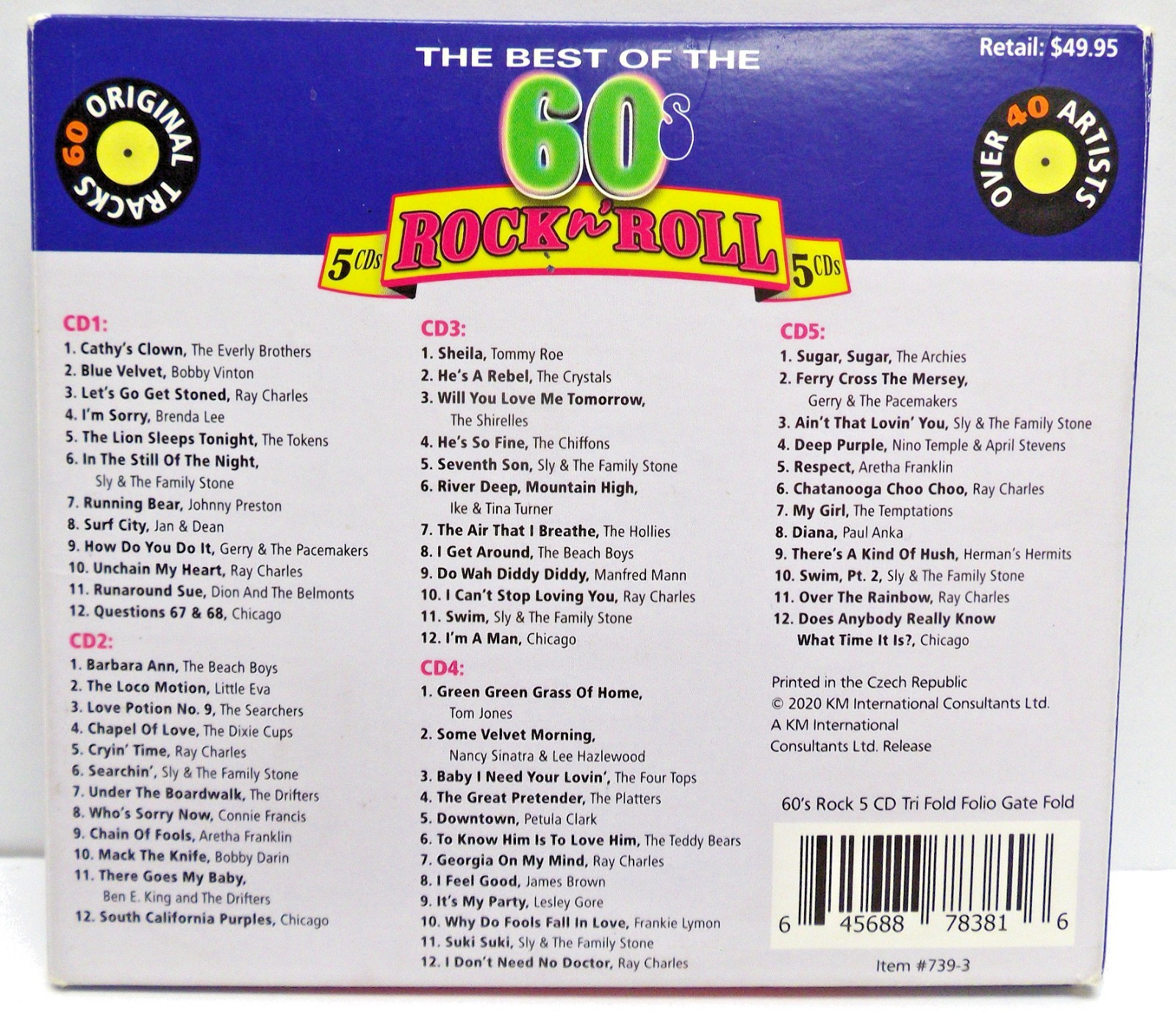 The Best of the 60s ROCK n ROLL 5 CD Tri Fold Folio Gate Fold. ORIGINAL Artists.