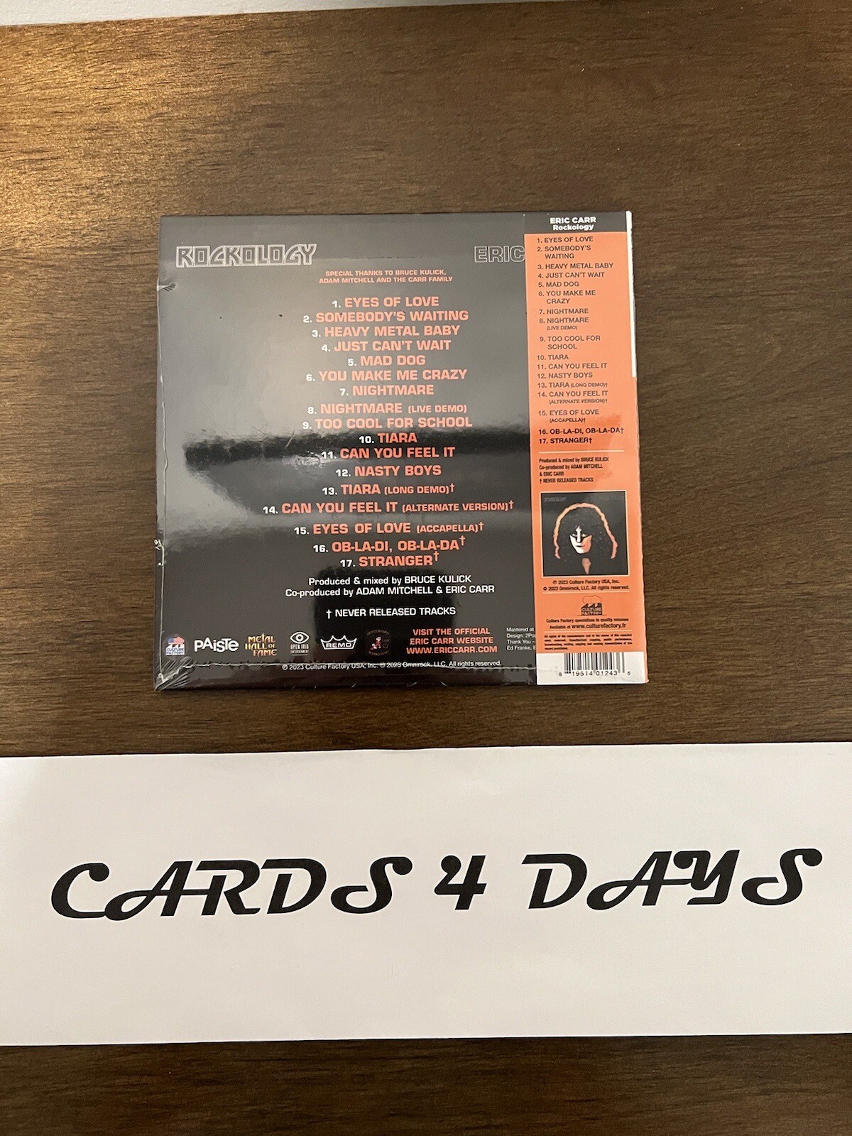 Eric Carr Rockology CD Limited to 500 Record Store Day KISS RSD SHIPS ASAP