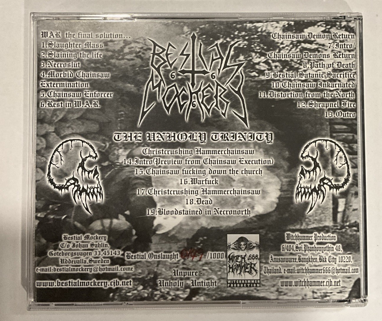 Bestial Mockery – The Unholy Trinity CD 2007 Witchhammer Production WHP-074D *TH