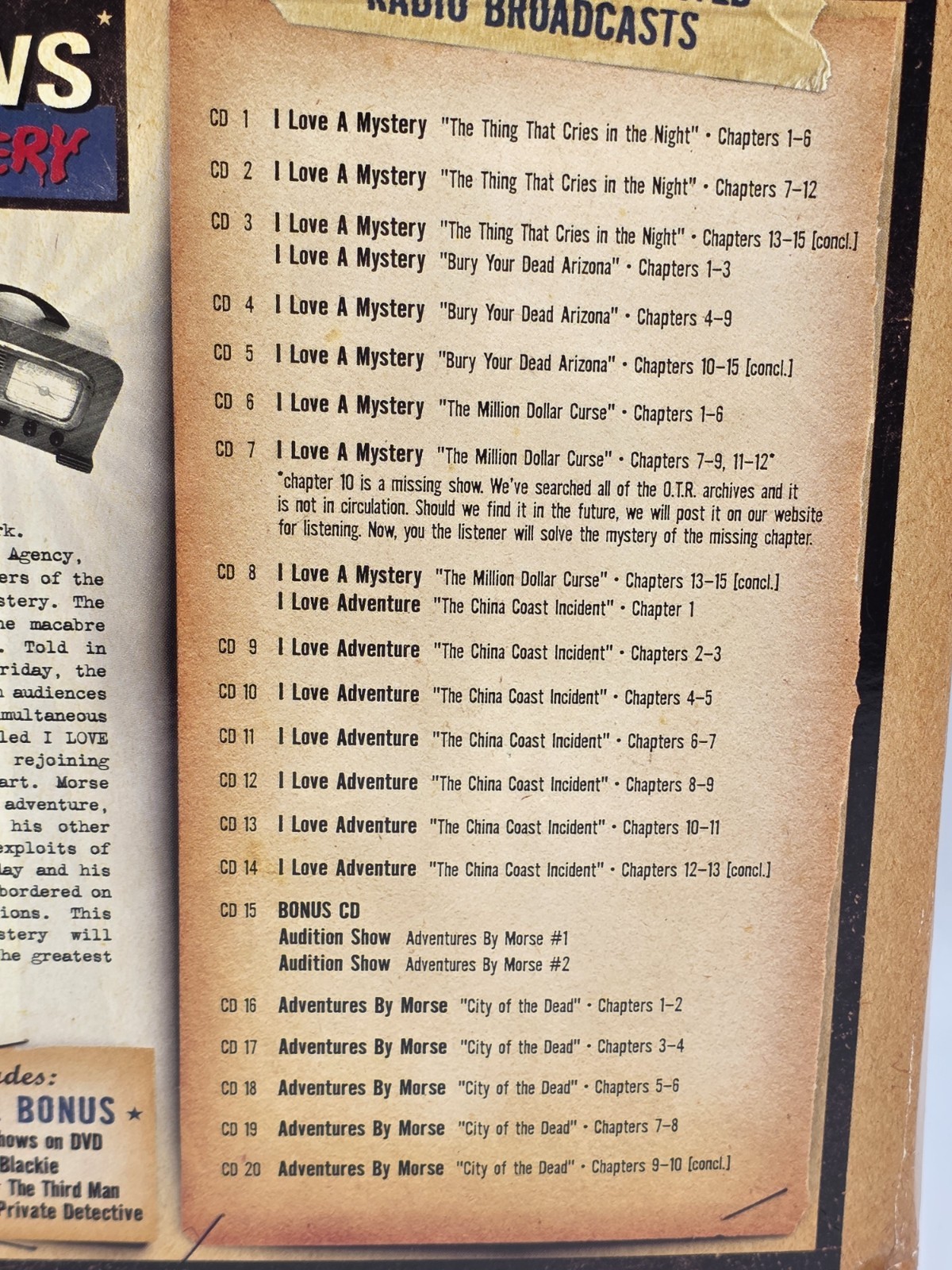 I Love A Mystery: Old Time Radio Shows - 20 Hours of Radio 20 CD's - Bonus DVD