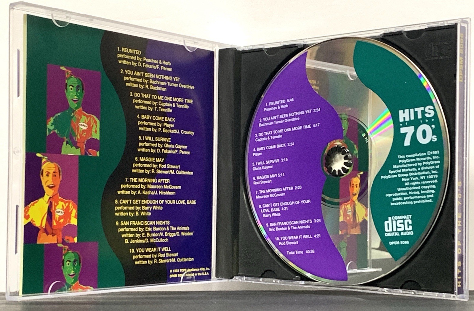 Hits of the 70’s CD 10 Tracks 1993 Polygram Various Artists *Mint Condition*