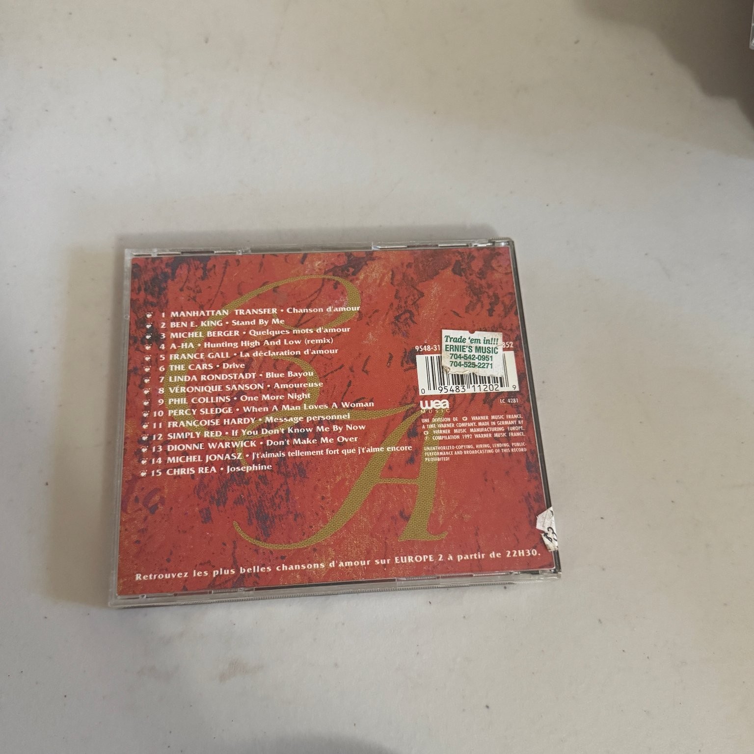 Various Artists – Les Plus Belles Chansons d'Amour CD 1993 Pop WEA Europe 2