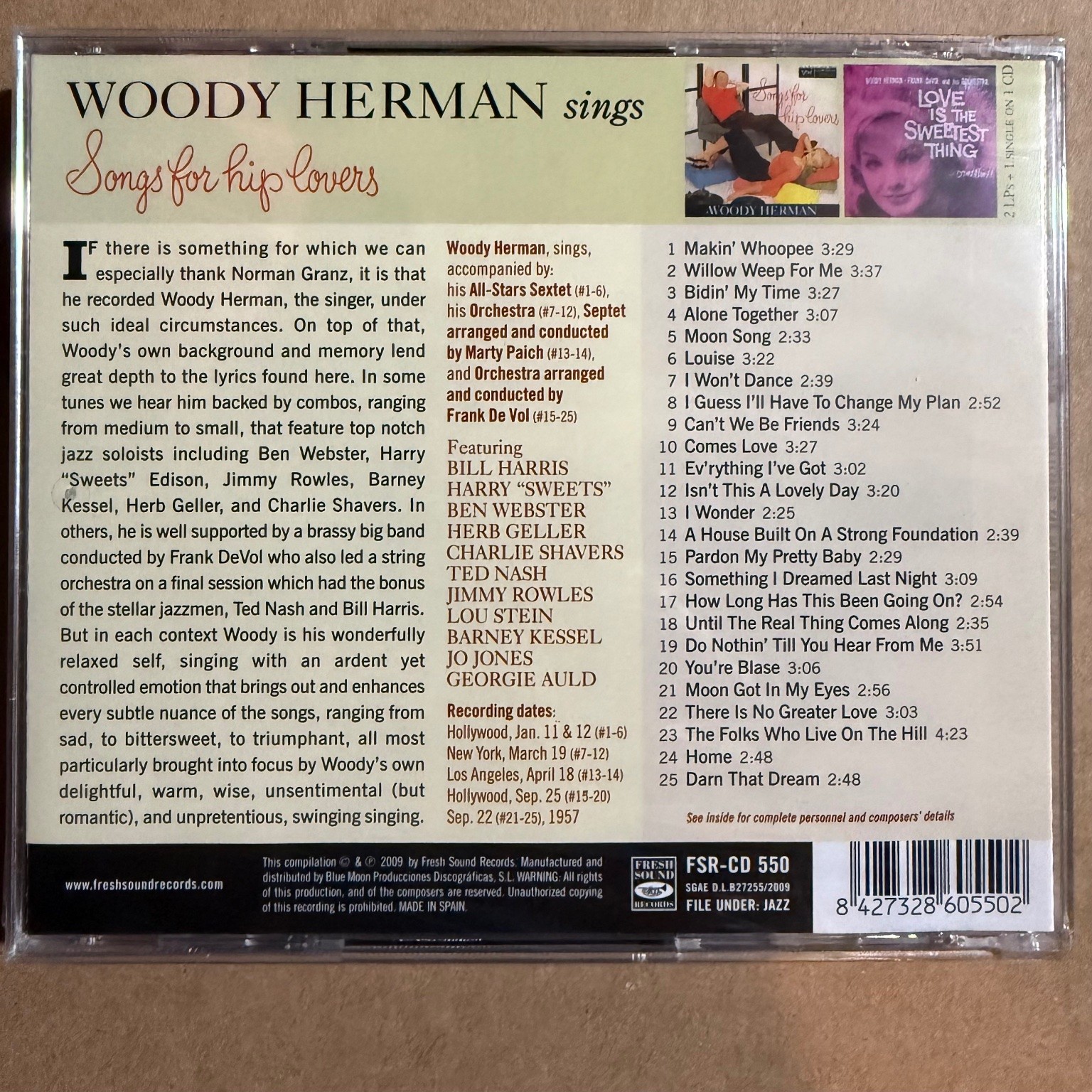 Woody Herman – Songs for Hip Lovers CD 2009 Jazz Fresh Sound Records