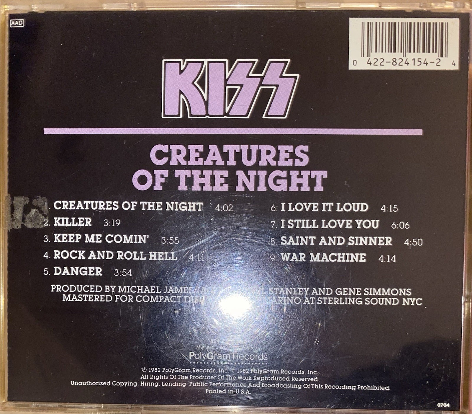 Kiss~CREATURES OF THE NIGHT~Cd~ALTERNATE COVER~Vinnie Vincent~CHEAPEST ON EBAY
