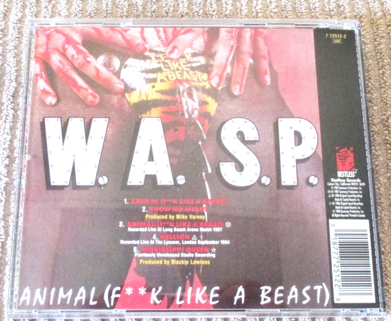 W.A.S.P. – Animal (F**k Like A Beast) / Live... Animal CD 1990 Maxi-Single VG
