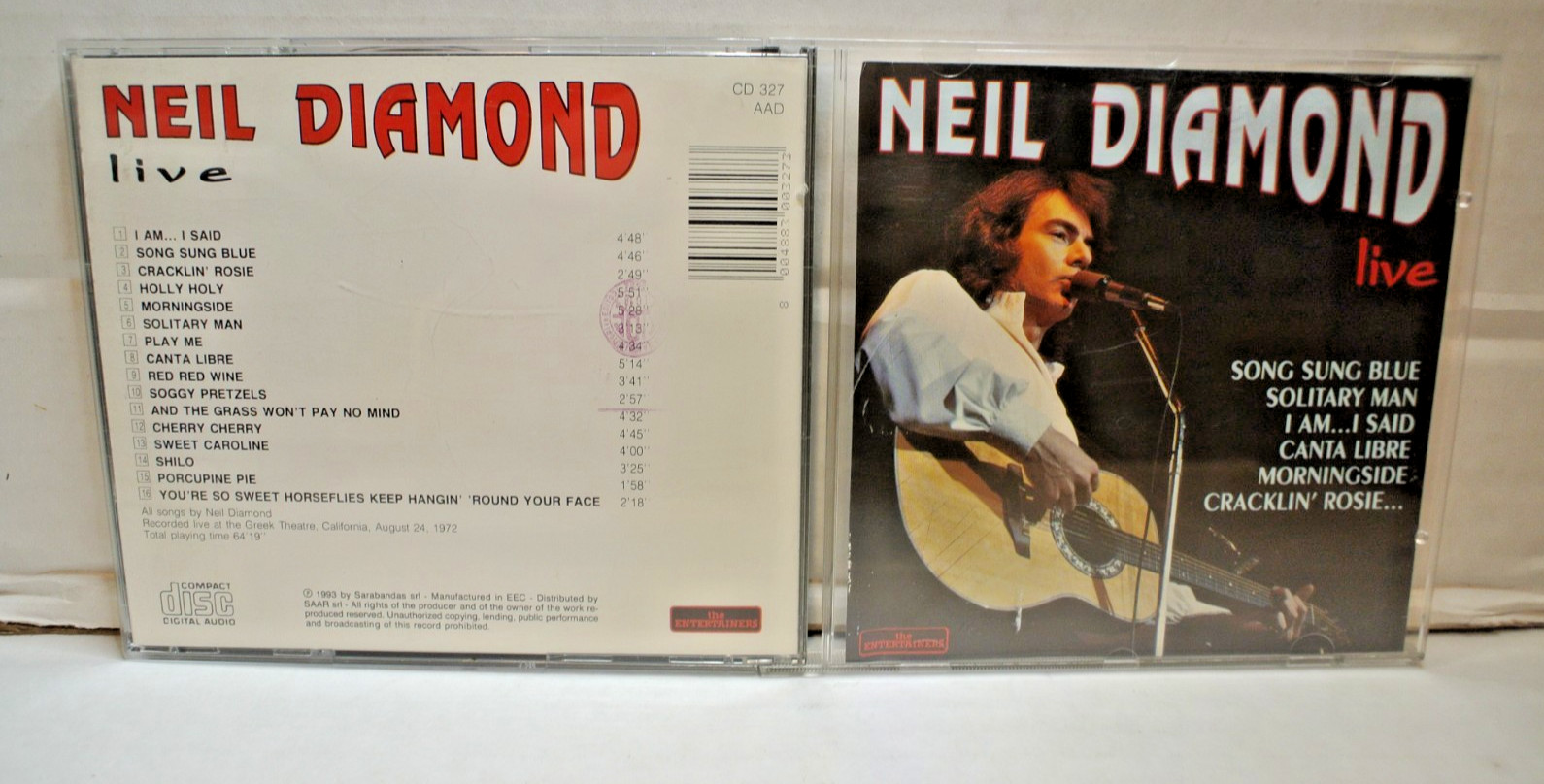 NEIL DIAMOND LIVE CD - GREEK THEATER 1972 - EEC IMPORT - SARABANDAS CD 327 RARE?