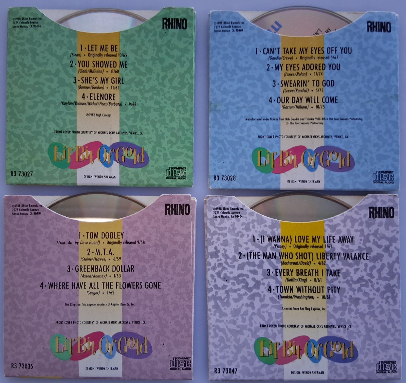 MINI 3" CD Lot of 4 - FRANKIE VALLI Lil Bit of Gold LIMITED RHINO CD3 GOLD DISC