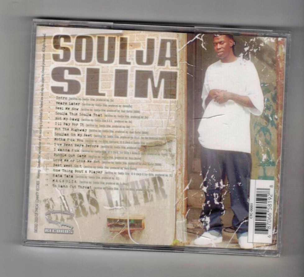 Soulja Slim - Years Later - CD - Cutt Throat Comitty Are Gangsta Rap - SEALED