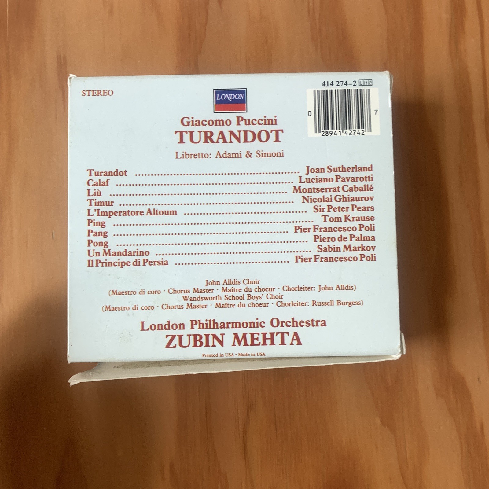 Turandot by Zubin Mehta (CD, 1990)