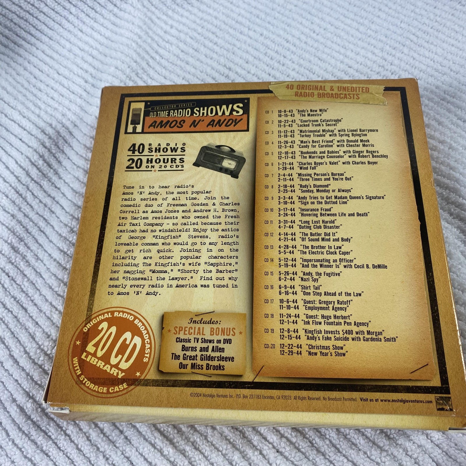 Amos 'n' Andy Old Time Radio Shows 20 CD Library Box Set 40 Shows 20 Hours