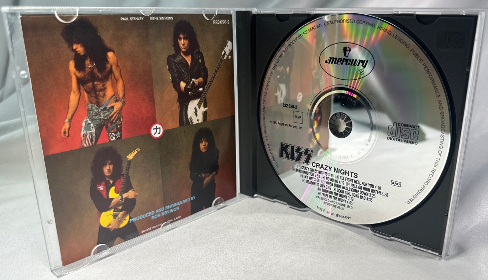 KISS Crazy Nights CD 832-626-2 West Germany 1st USA Pressing Carr Vintage Kiss